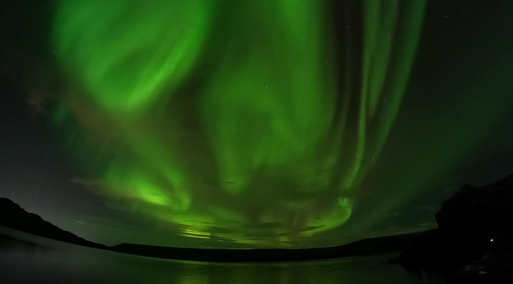 Photo showing the northern lights.